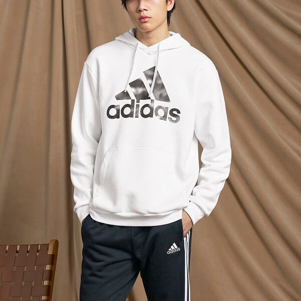 Толстовка с капюшоном из французского трикотажа с камуфляжным принтом Adidas, белый — фото 4