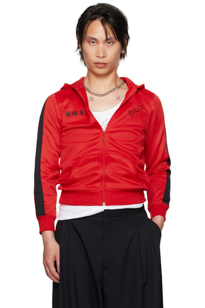 

Красная толстовка с капюшоном CLOT Edition Zip Shrunken LU'U DAN