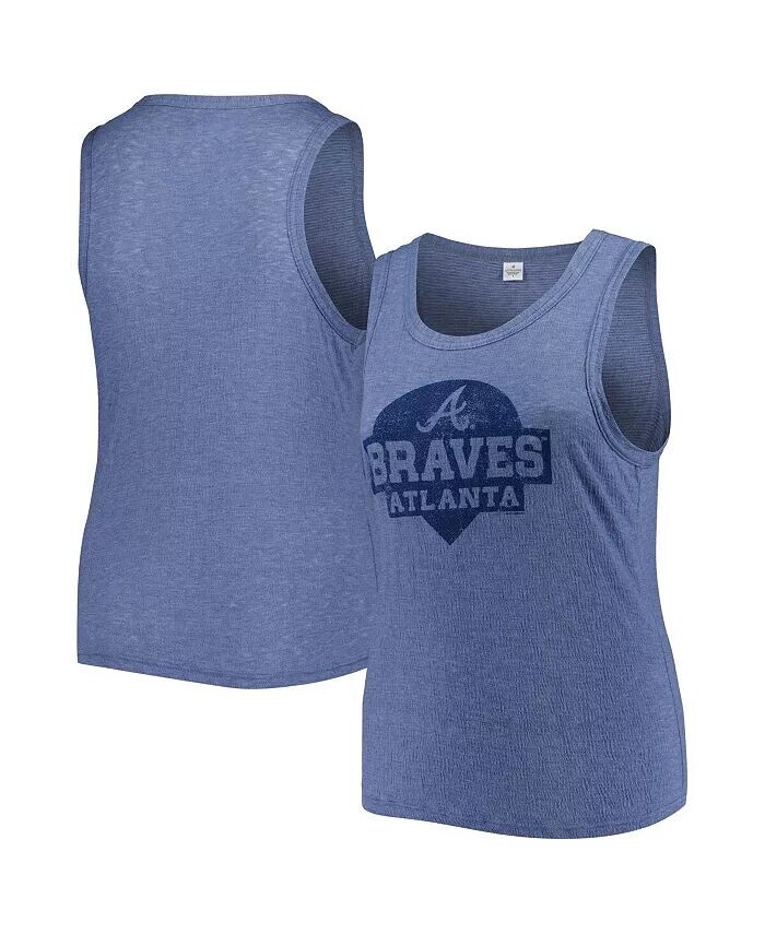 

Женская темно-синяя майка больших размеров Atlanta Braves Tri-Blend с высоким воротником Soft As A Grape