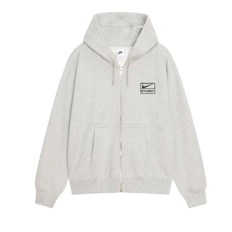 

Худи Nike x Stussy Stone Washed Fleece Zip Hoodie, цвет Grey Heather
