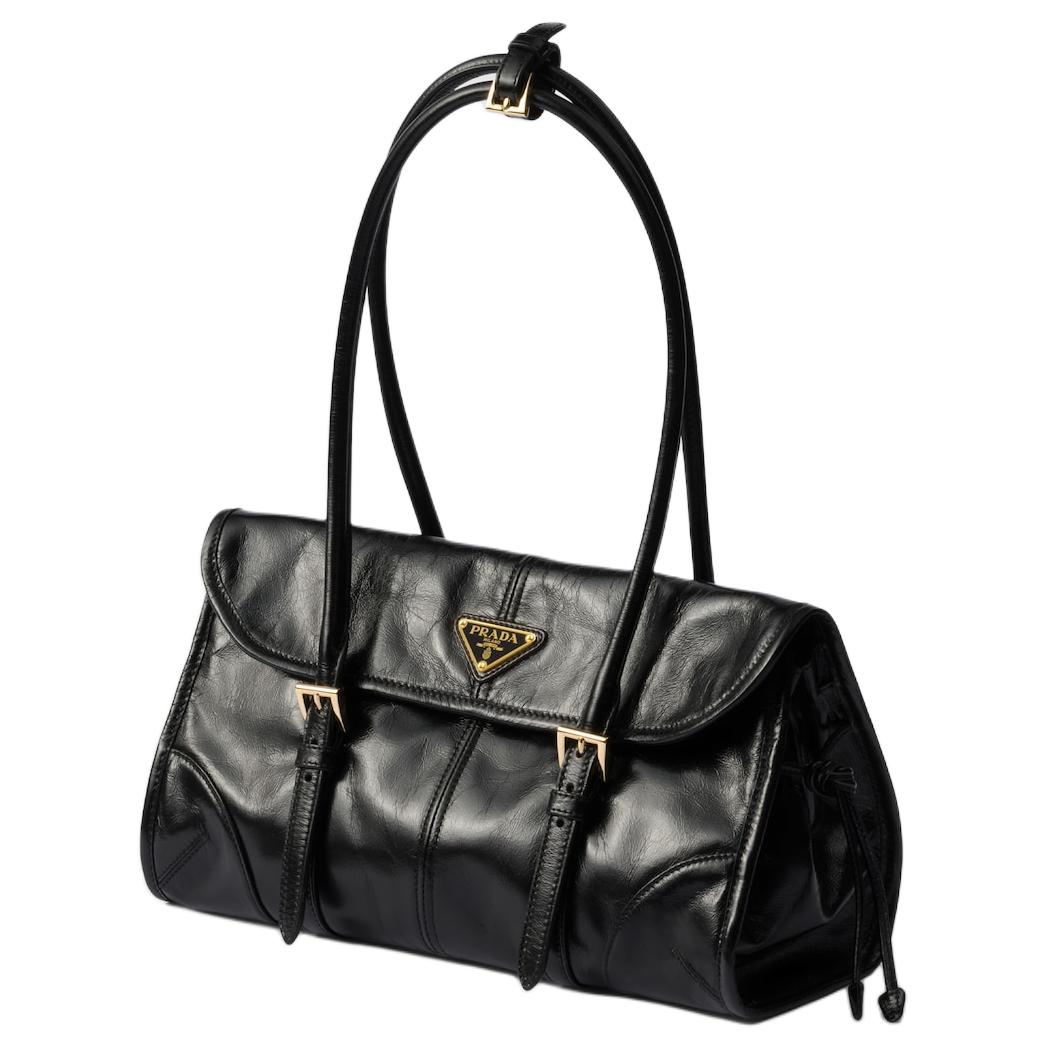 PRADA Кожаная сумка через плечо среднего размера для женщин, black — фото 2
