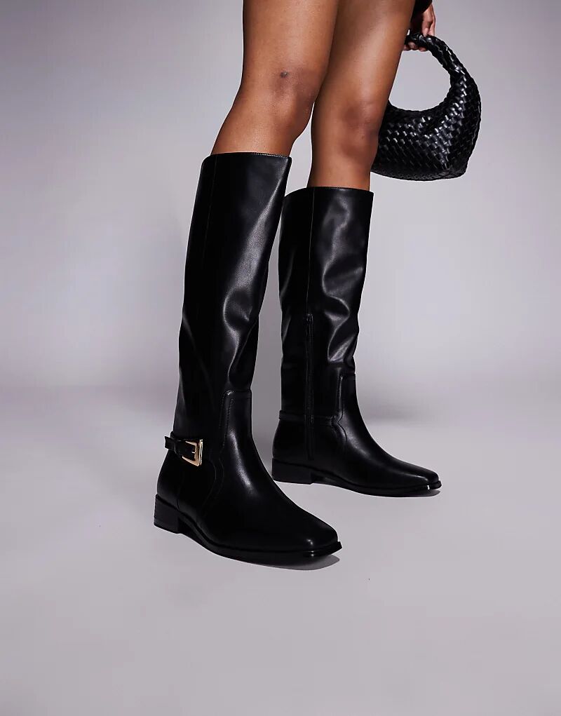 Сапоги Public Desire Wide Fit Mackie с пряжкой, черные