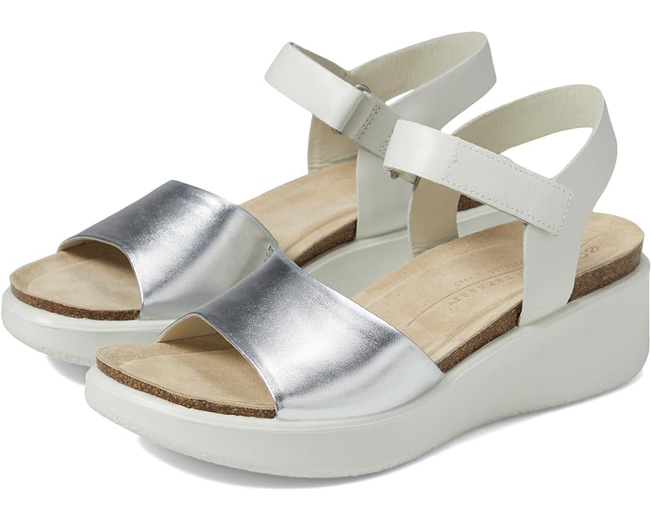 

Сандалии ECCO Flowt Wedge Cork, цвет Silver/White