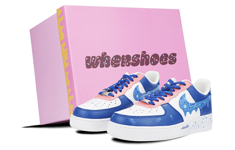 

Кроссовки для скейтбординга Air Force 1 мужские с низким верхом белые/синие/розовые Nike, Синий, Кроссовки для скейтбординга Air Force 1 мужские с низким верхом белые/синие/розовые Nike