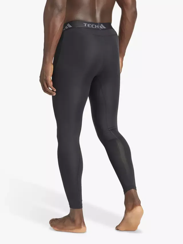 Мужские тренировочные длинные обтягивающие брюки AEROREADY Techfit, черные adidas — фото 2