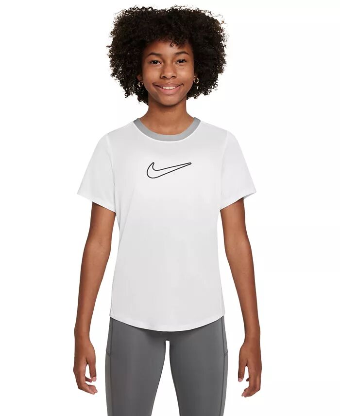 

Облегающий топ Dri-FIT с короткими рукавами для больших девочек Nike, черный