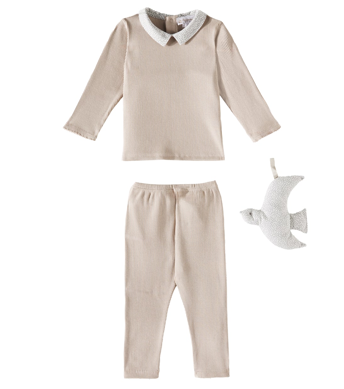 

Комплект Baby Denice из хлопкового топа, штанов и мягкой игрушки Bonpoint, Gris Clair