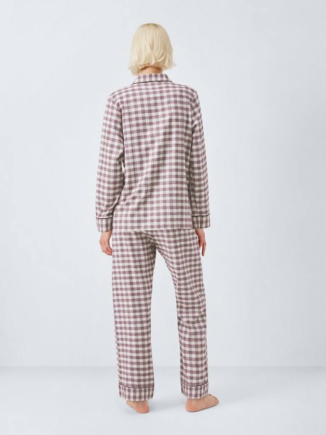 

Комплект пижамы из мягкого хлопка в клетку John Lewis, Fig/Ivory