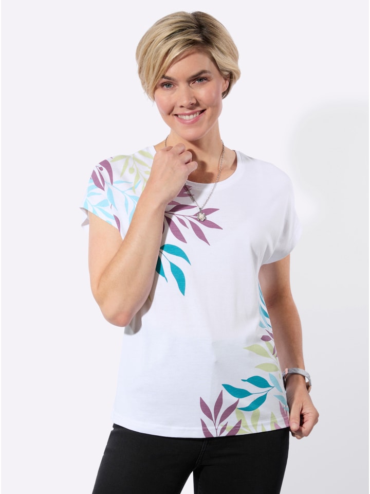 

Рубашка с круглым вырезом с белым и аквамариновым принтом WITT WEIDEN