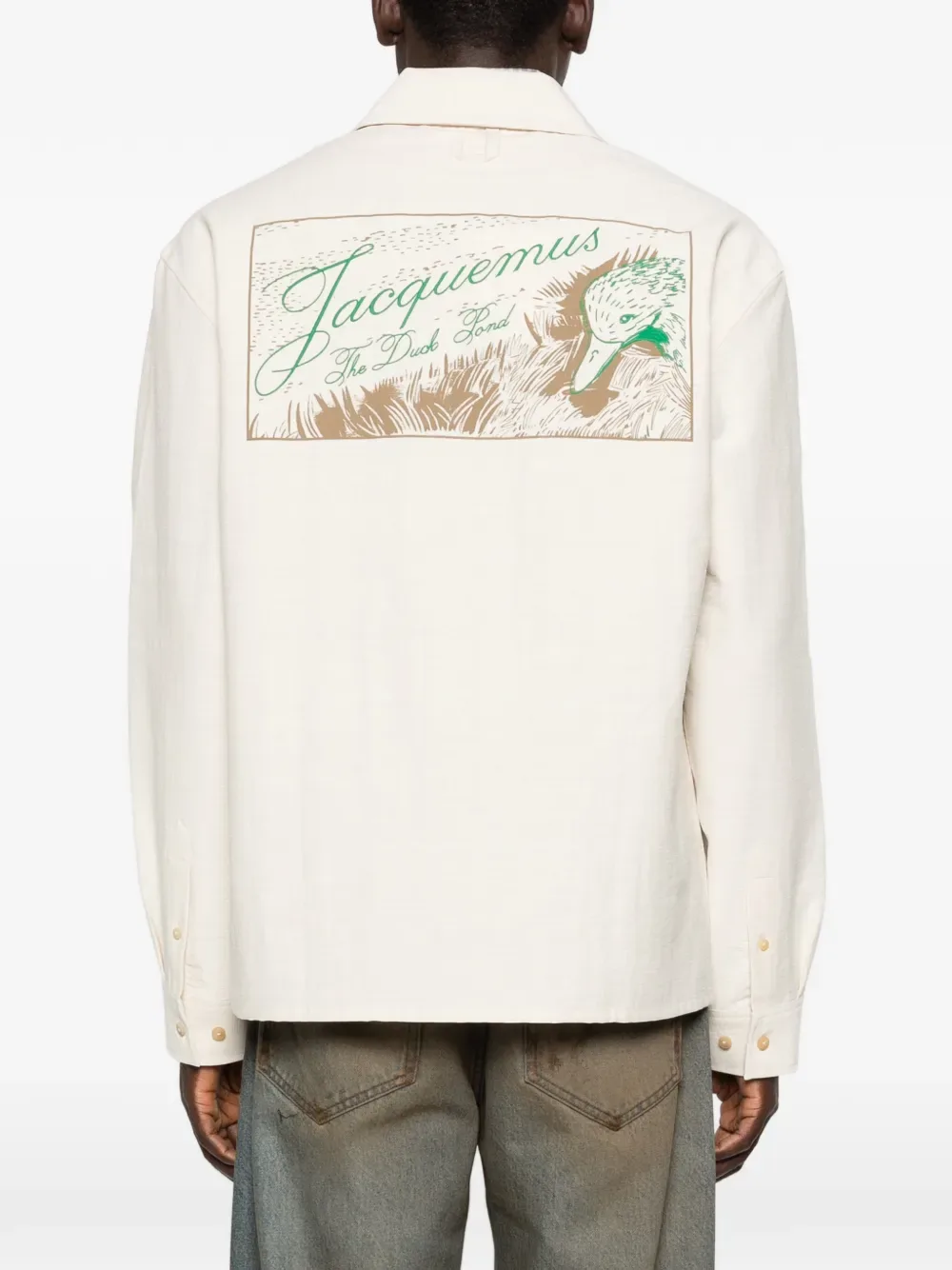 Рубашка на молнии с вышитым логотипом Mecano JACQUEMUS, бежевый — фото 4