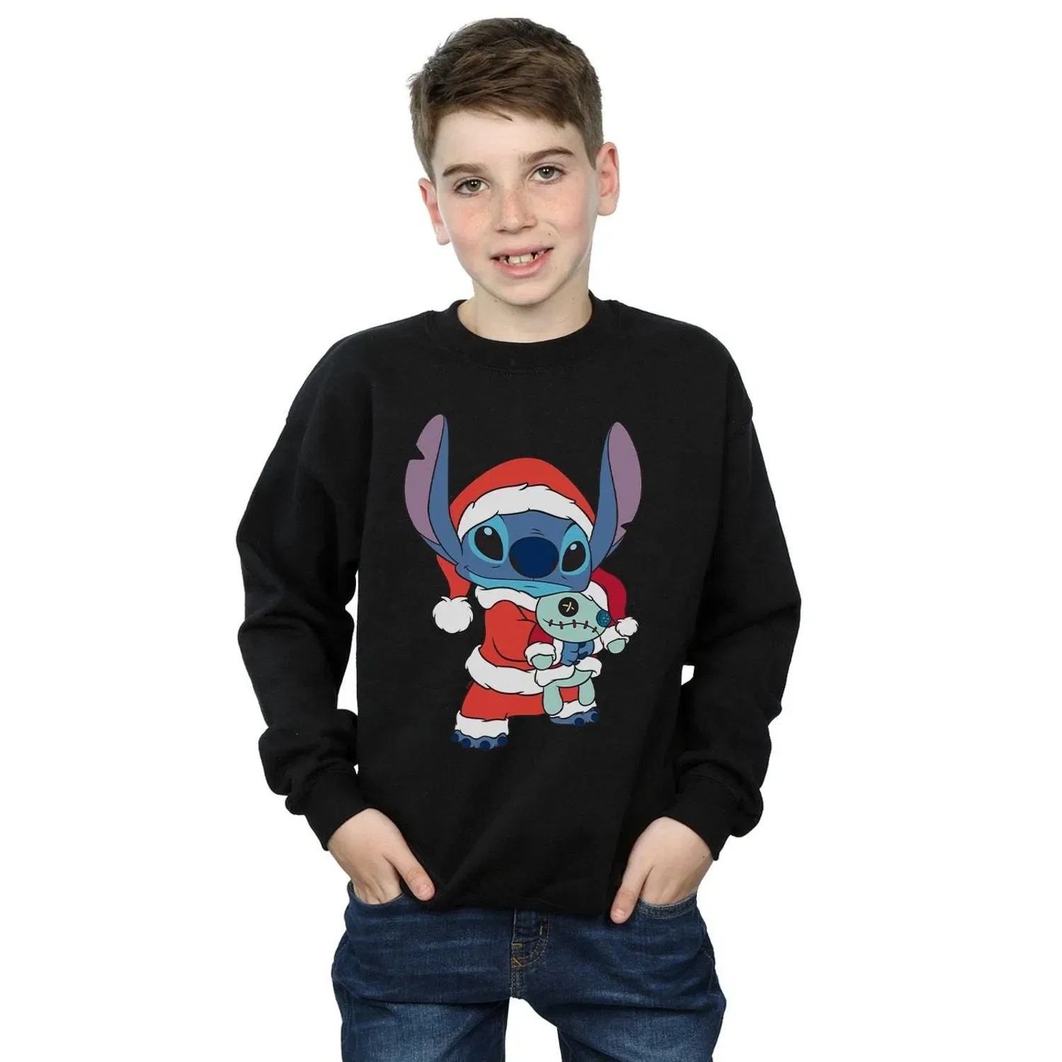 Детский свитшот с принтом Stitch Disney, черный