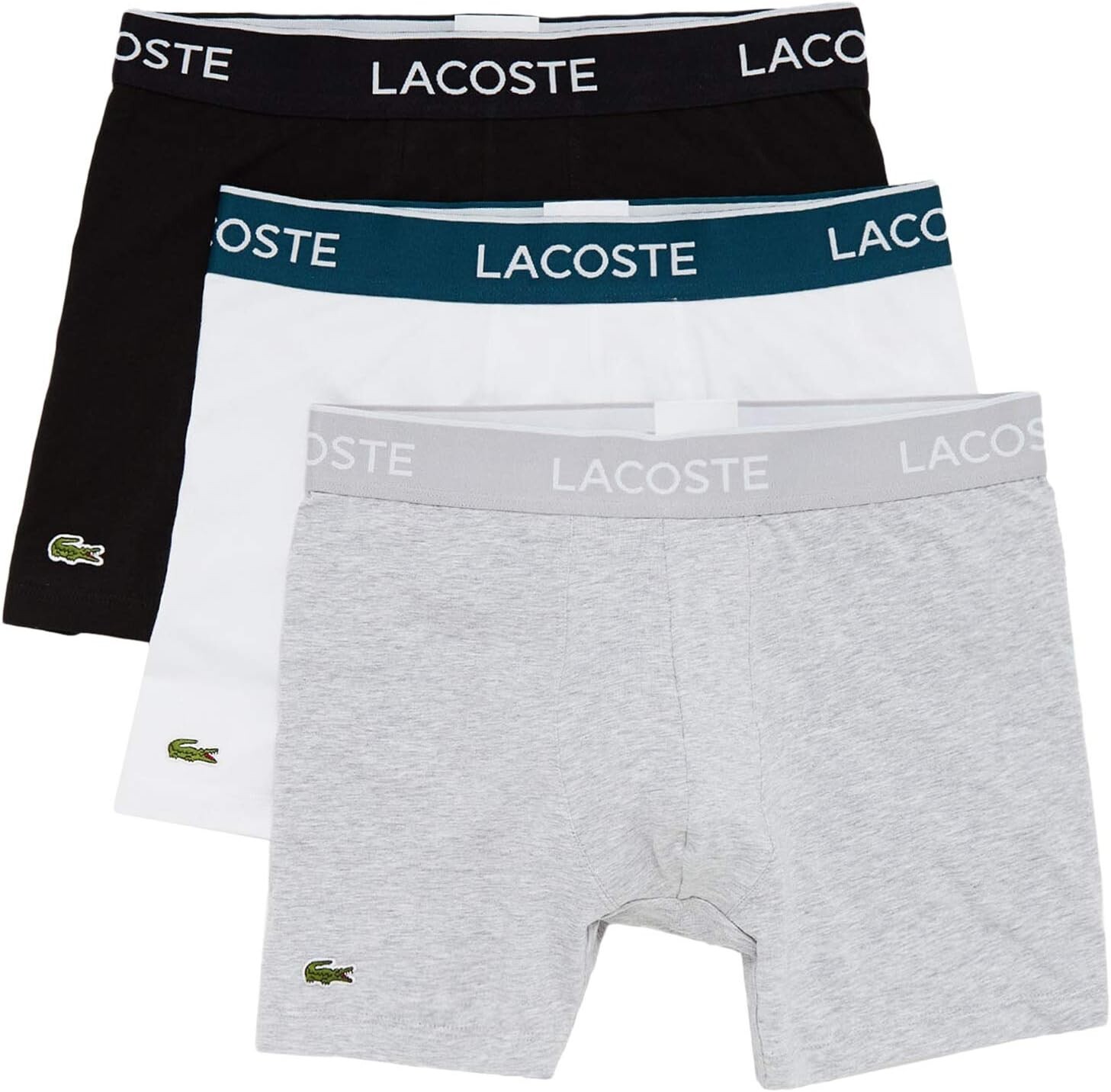

Повседневные классические трусы-боксеры, 3 шт. Lacoste, цвет Black/White/Silver Chine