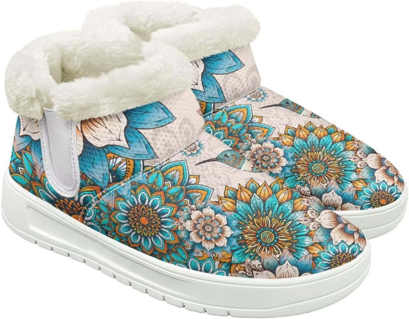 

Зимние ботинки для женщин и мужчин, слипоны, снежные туфли, для походов и путешествий, для ходьбы, с нескользящей резиновой подошвой, модный подарок Cugasmaru, Mandala Hummingbird