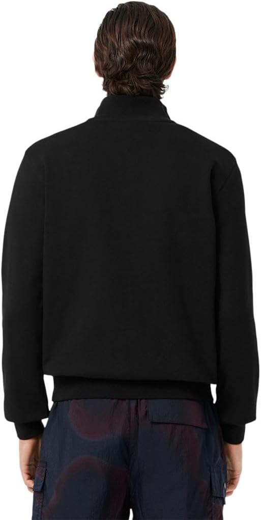 Свитшот Lacoste, мужской, из основной коллекции, с молнией и воротником-стойкой, черный — фото 3