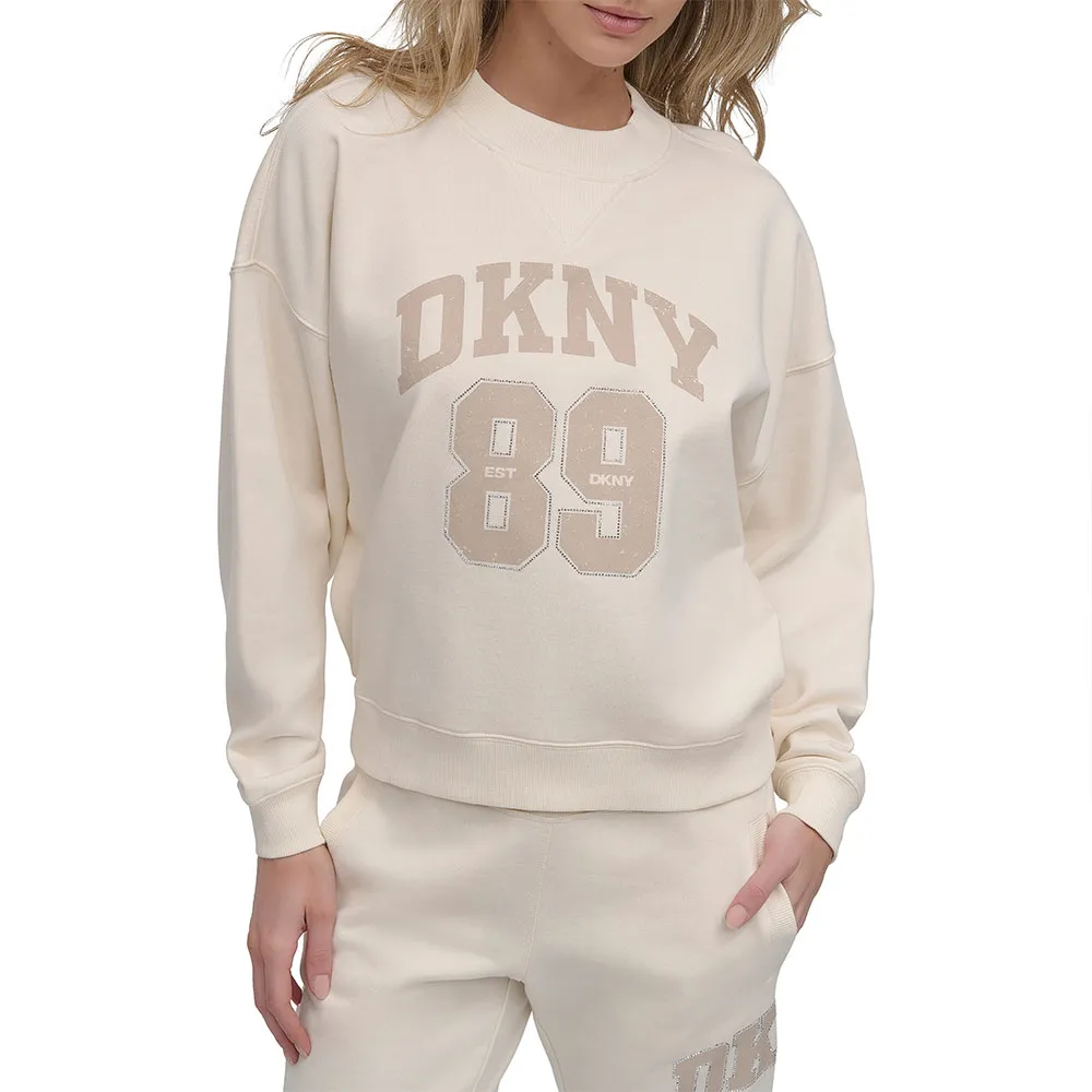 

Толстовка DKNY Distressed Rhinestone Logo, бежевый