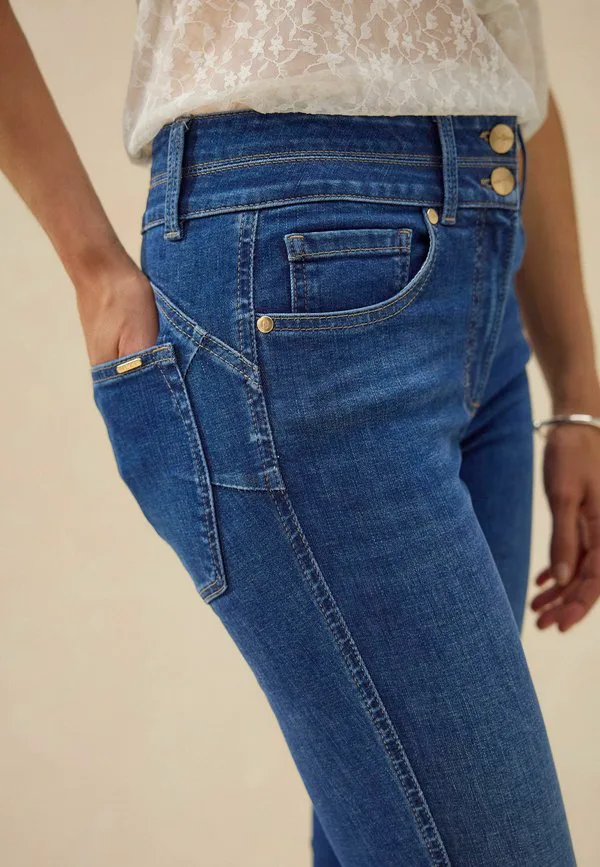 Джинсы-Скинни стандартной формы с завышенной талией. Next, Mid Blue Denim Wash — фото 4
