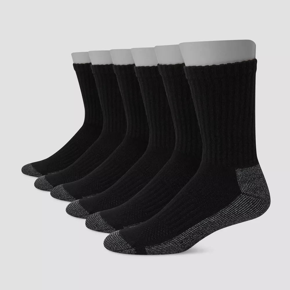 

Мужские рабочие носки Hanes Crew 6 пар, цвет Black