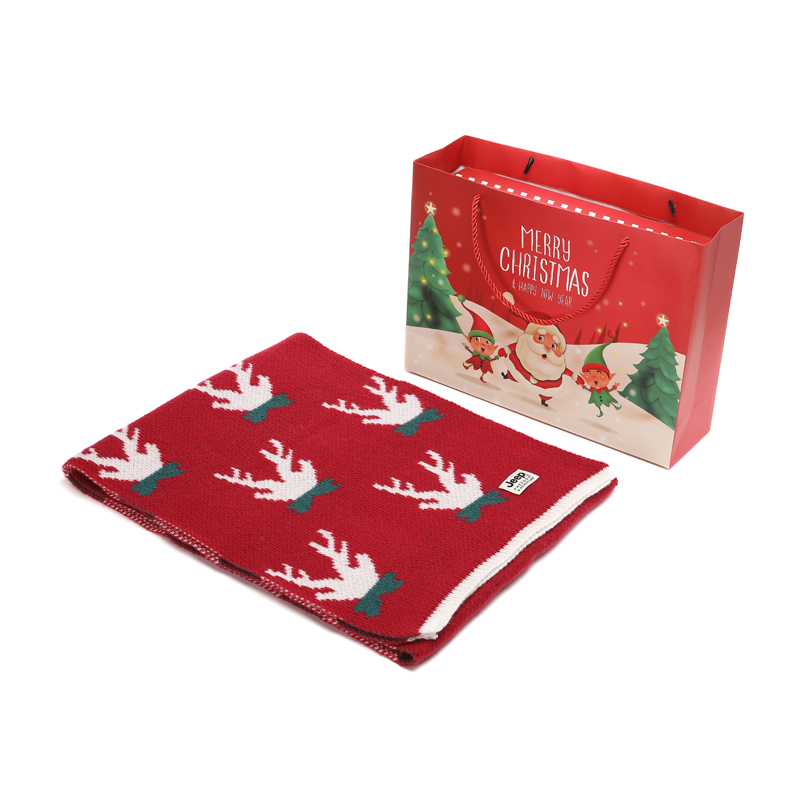 

Jeep Плед из плюшевой пряжи унисекс, Christmas Deer Red+Christmas Box
