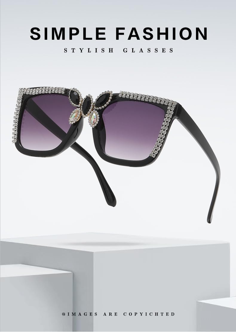 

Женские солнцезащитные очки с бриллиантовой инкрустацией, крупная оправа, защита от УФ-излучения, идеально подходят для путешествий на открытом воздухе и модных селфи GJKTFNJIF, 1