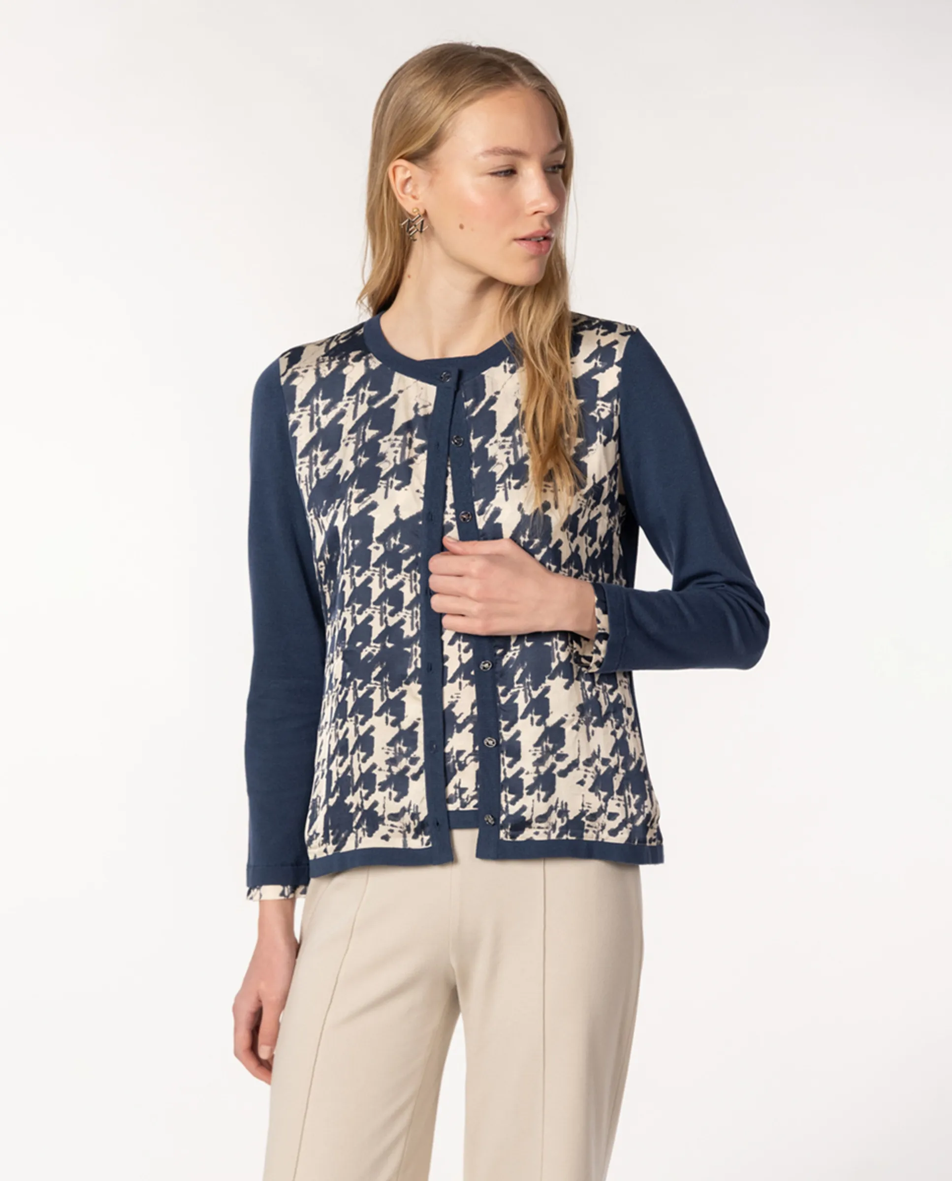 

Женский комплект из сатинового трикотажа с принтом Naulover, синий