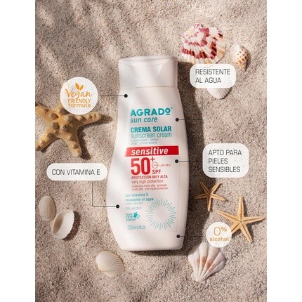 Солнцезащитный крем для чувствительной кожи SPF 50+, водостойкая веганская формула, 250 мл Agrado — фото 3