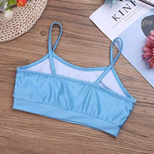 Детский спортивный комплект из топа и шорт Yihuimin, Sky Blue&black — фото 2