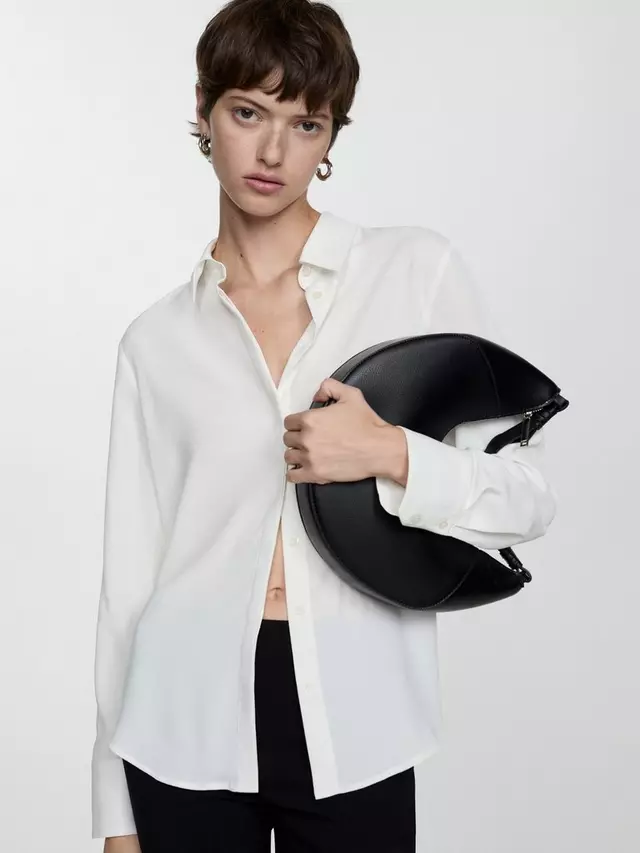 

Рубашка Mango Basic Fluid Long Sleeve, белый
