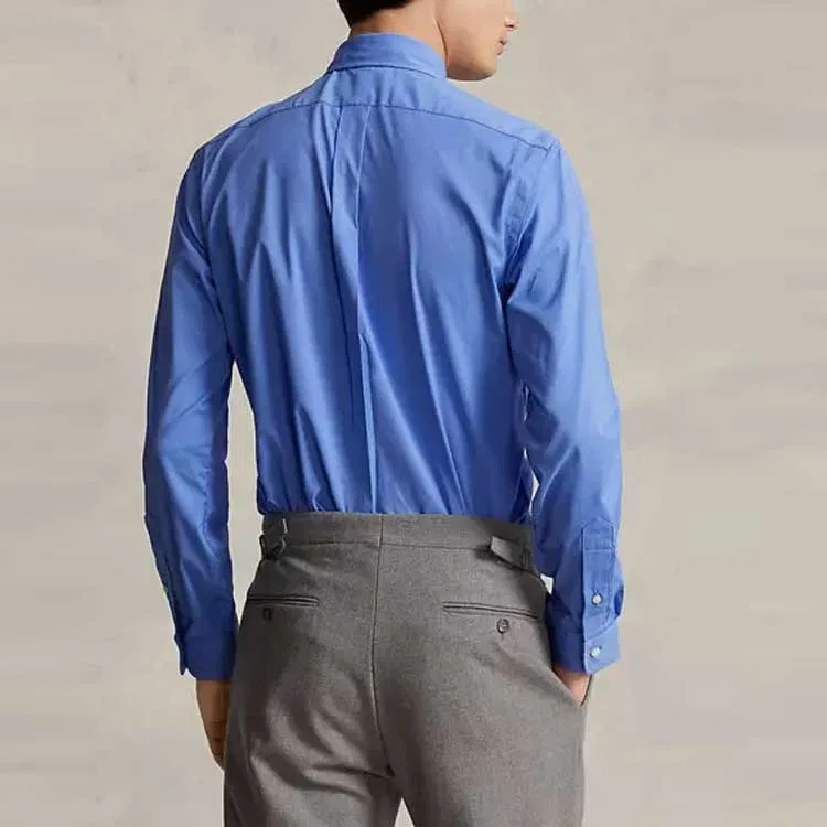 Рубашка мужская с синим воротником Ralph Lauren Blue — фото 4