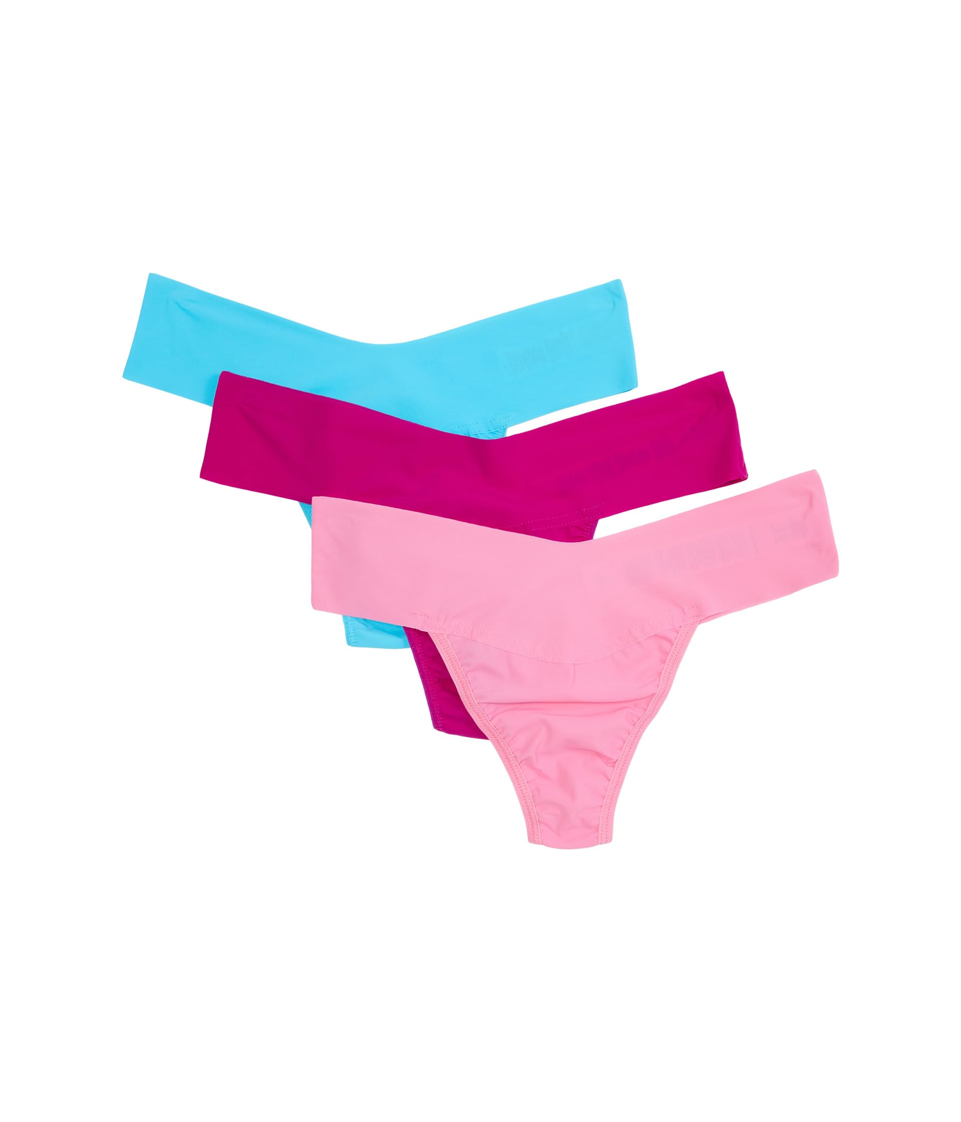 

Стринги Hanky Panky Breathesoft Natural Rise Thong 3-Pack, Pacific Blue/Taffy/Hot Fuschia