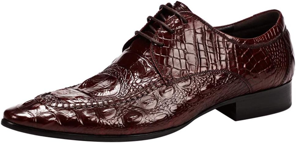 

Мужские деловые кожаные туфли, туфли для вечеринок, свадеб и банкетов с узором под крокодила, британский стиль, офисные и формальные туфли, коричневые - 41/UK 7.5/US 8 Grvpm