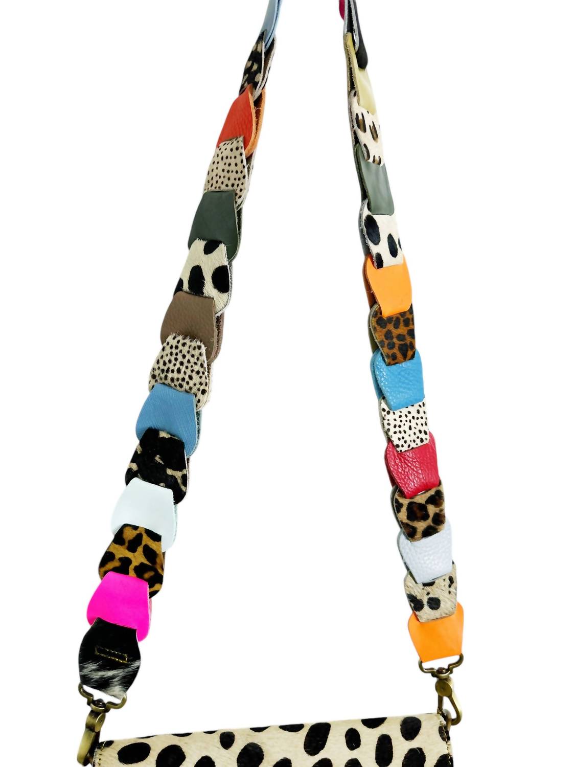 

Кожаный ремешок с мехом и принтом животных в стиле пэчворк Folklore Couture, Variety