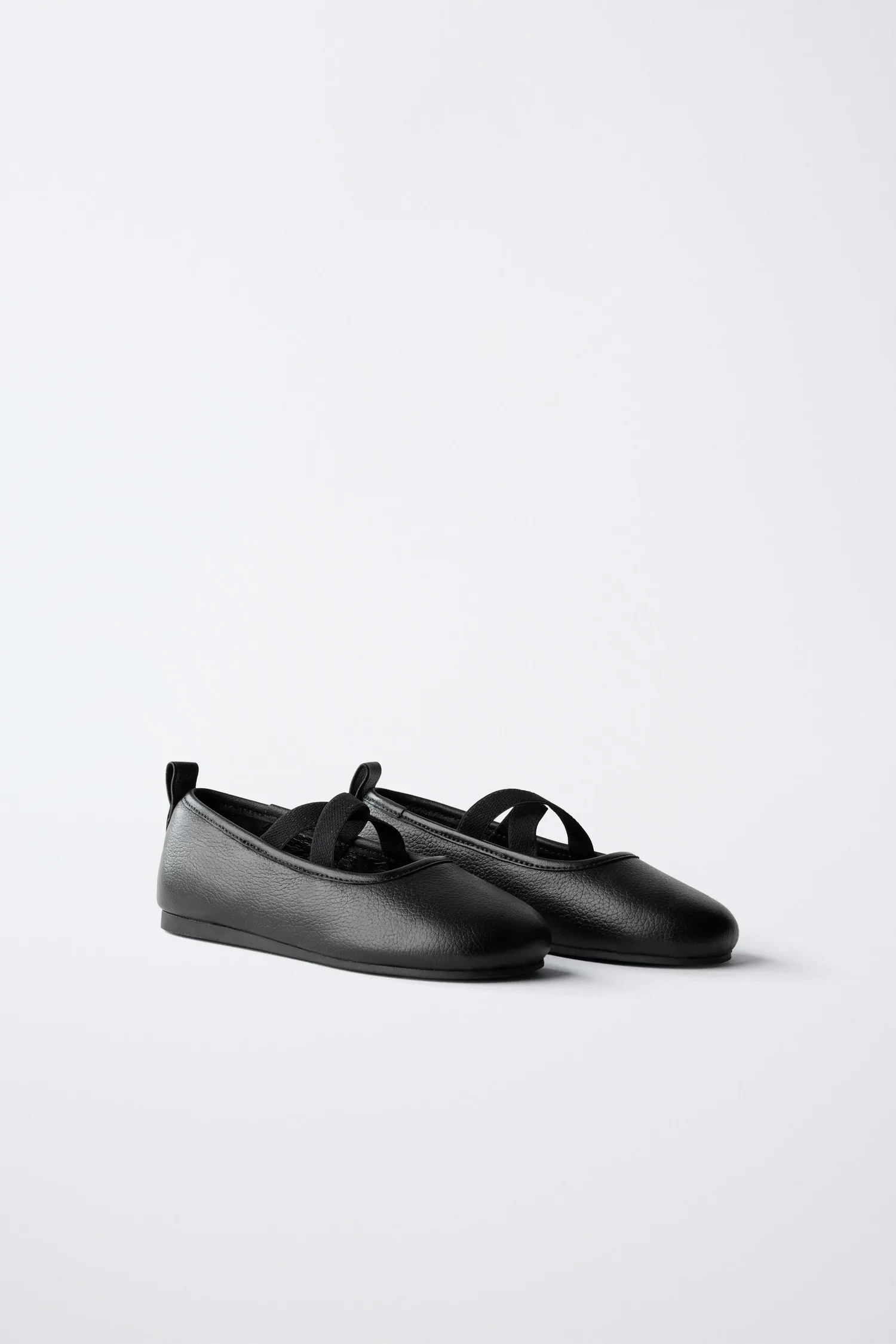 Балетки leather school ballerinas Zara, черный — фото 2