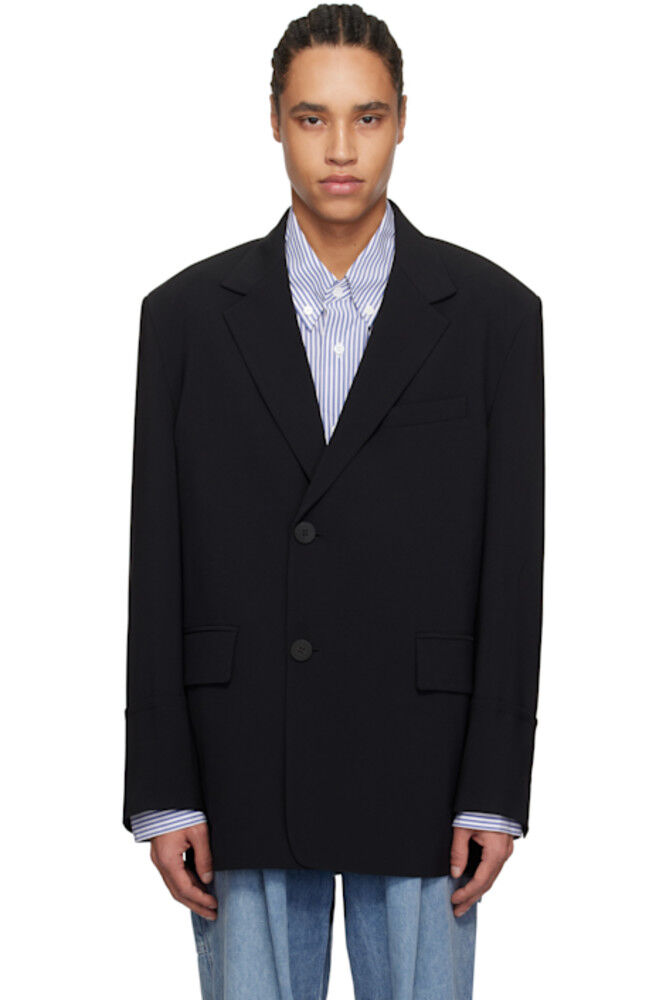 

Черный однобортный блейзер на двух пуговицах WOOYOUNGMI