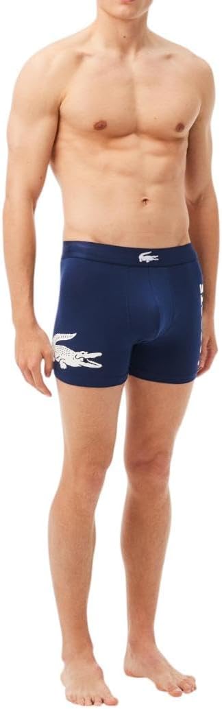 Lacoste мужские хлопковые боксеры Big Croc Print с эффектом стрейч, 3 шт, Navy Blue/White/Dove Grey — фото 2