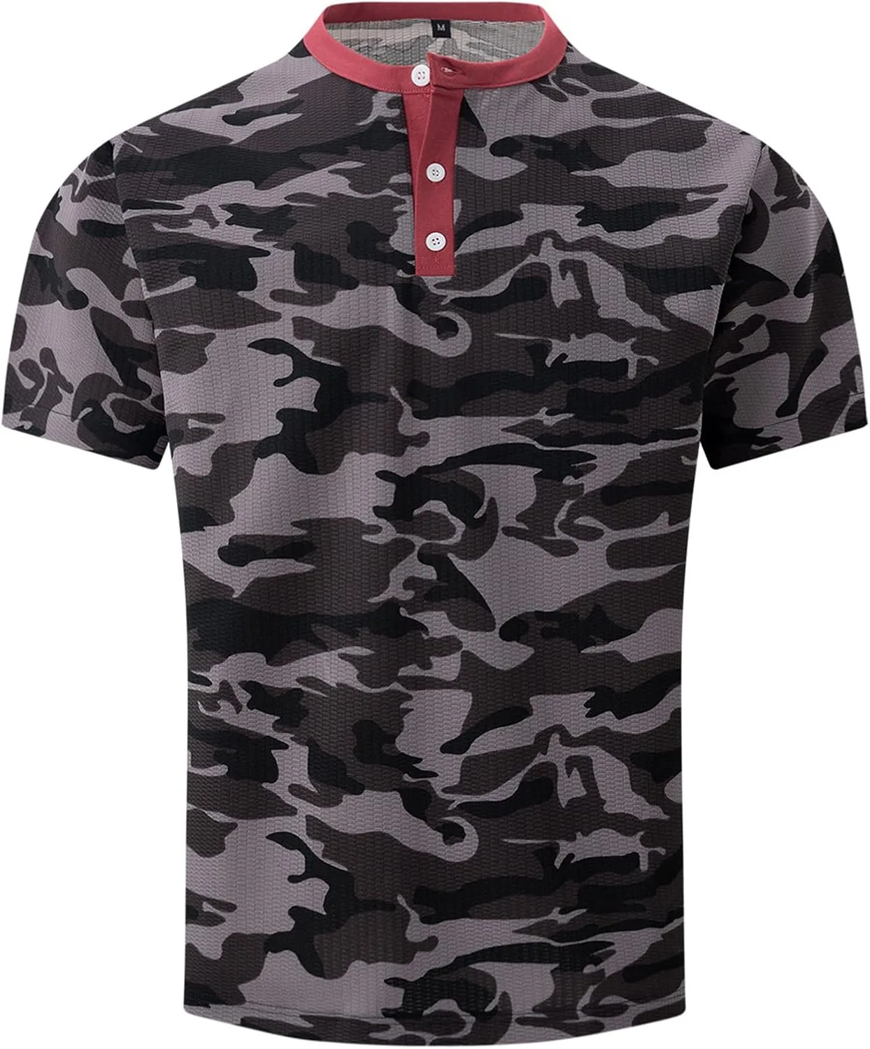 

Camo Henley для мужчин, короткий рукав, легкий летний топ Thatrich