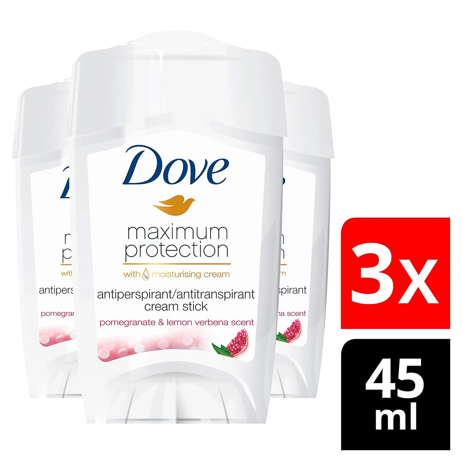 Крем-дезодорант-антиперспирант Dove Maximum Protection Go Fresh с ароматом граната и вербены, 45 мл, 3 шт. Dove — фото 2