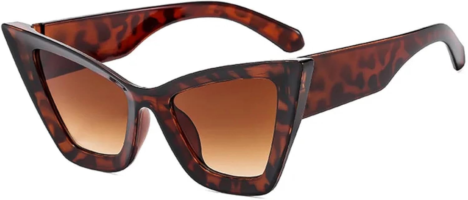 

Модные солнцезащитные очки «кошачий глаз» для женщин, роскошные винтажные, в большой оправе, классические черные, мужские очки с защитой от УФ-излучения UV400 VVTWSSW, Leopard-brown