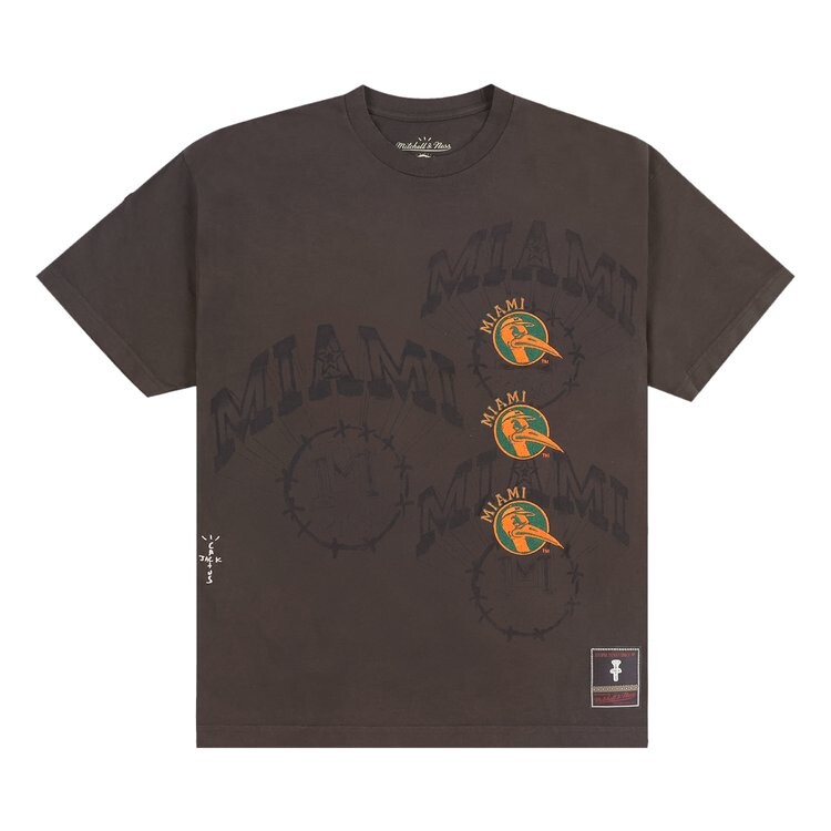 

Футболка Cactus Jack By Travis Scott Cactus Jack by Travis Scott x Mitchell & Ness University Of Miami Seal Tee, коричневый