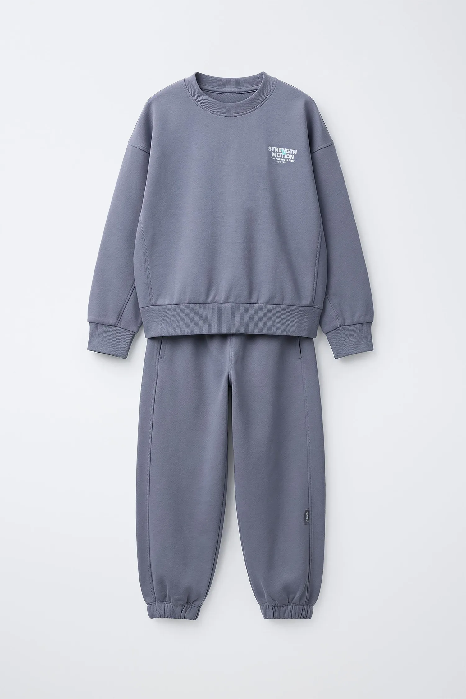 Комплект из толстовки и спортивных штанов с текстовым принтом Zara, синий