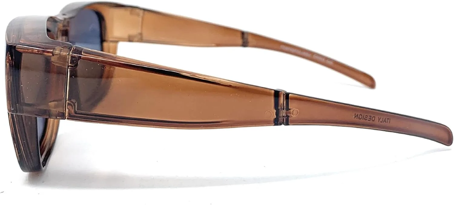 

Складные солнцезащитные очки Foldaway Folding Fit Over Glasses, OTG, поляризованные, унисекс, для мужчин и женщин Incredible Bargains, Brown With Mirrored Purple