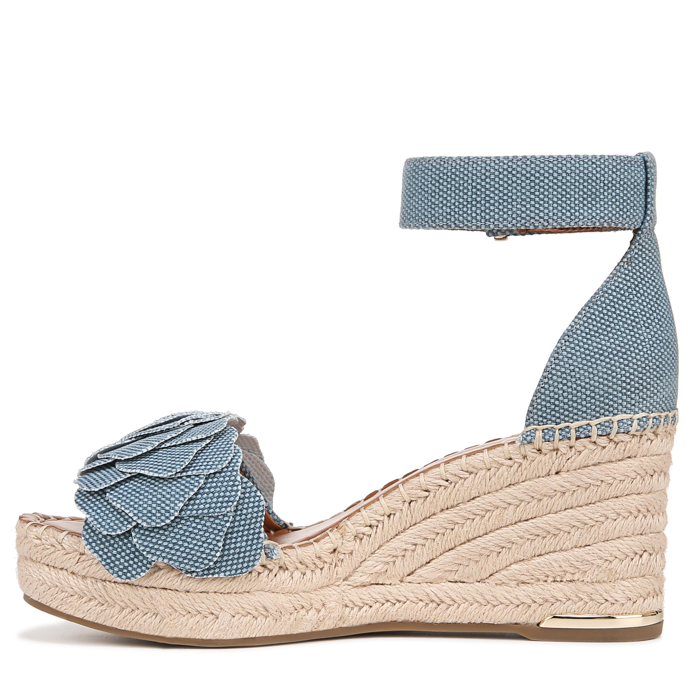 Туфли Franco Sarto Clemens Raffia Espadrille Wedge Heel Sandals, Denim Blue Flower — фото 4