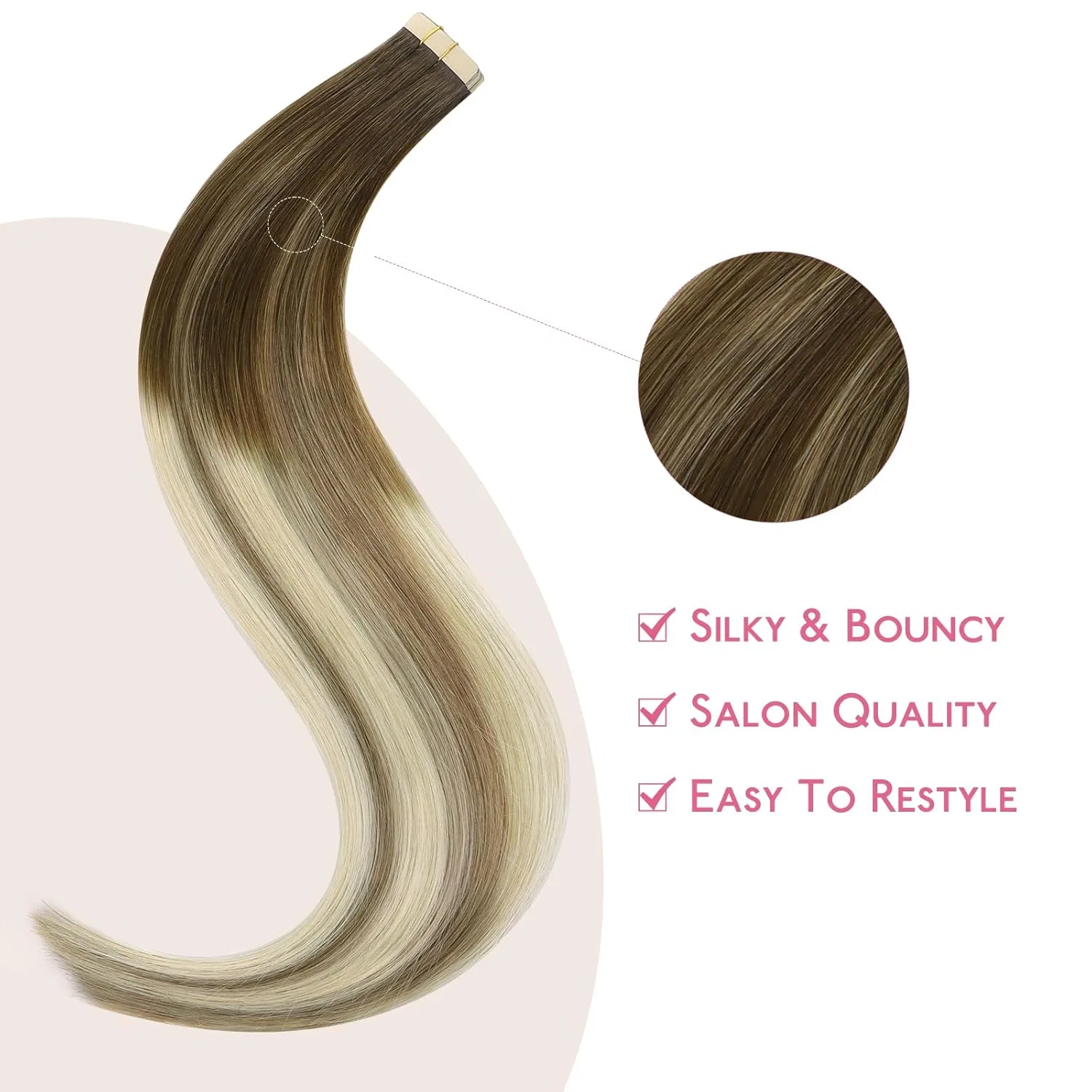Накладные пряди на лентах «Remy Real Hair Extensions» 60 см от WENNALIFE Wennalife — фото 4