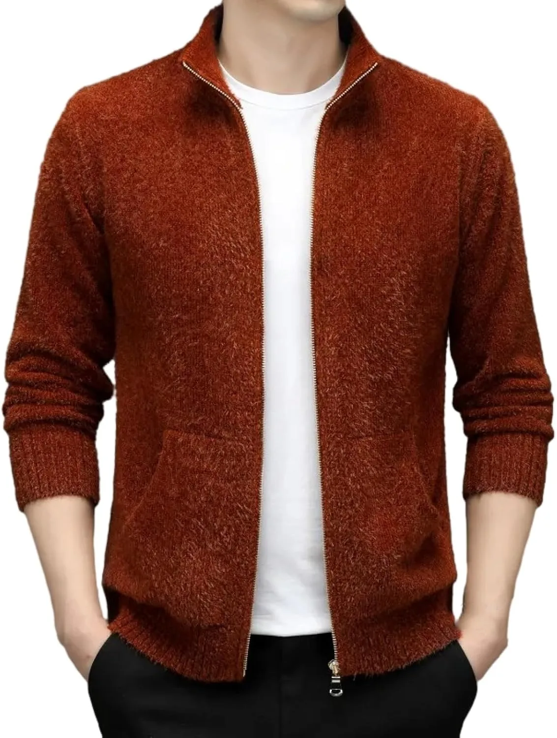 

Кардиган мужской ORDOBO — утепленный на молнии, однотонный, с длинными рукавами