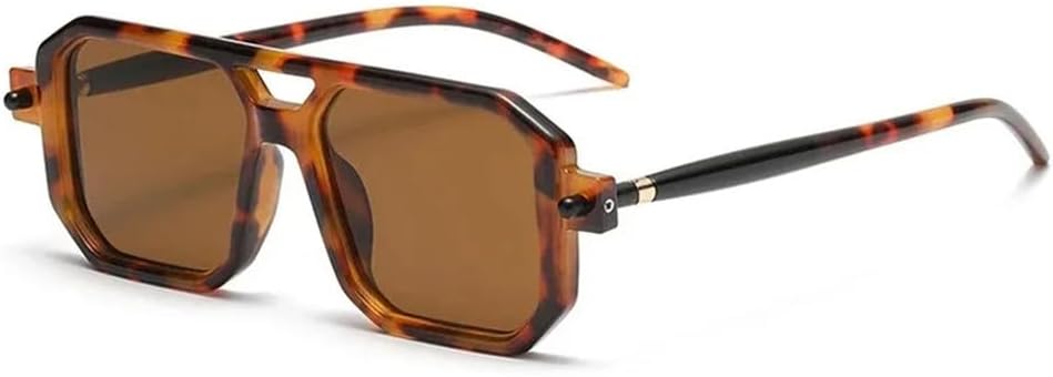 

Солнцезащитные очки в стиле панк с двойной перемычкой, плавным переходом цвета, для мужчин и женщин, с защитой от УФ-излучения UV400, металлическая оправа, для занятий спортом на открытом воздухе и путешествий UYPTK, Leopard Tea