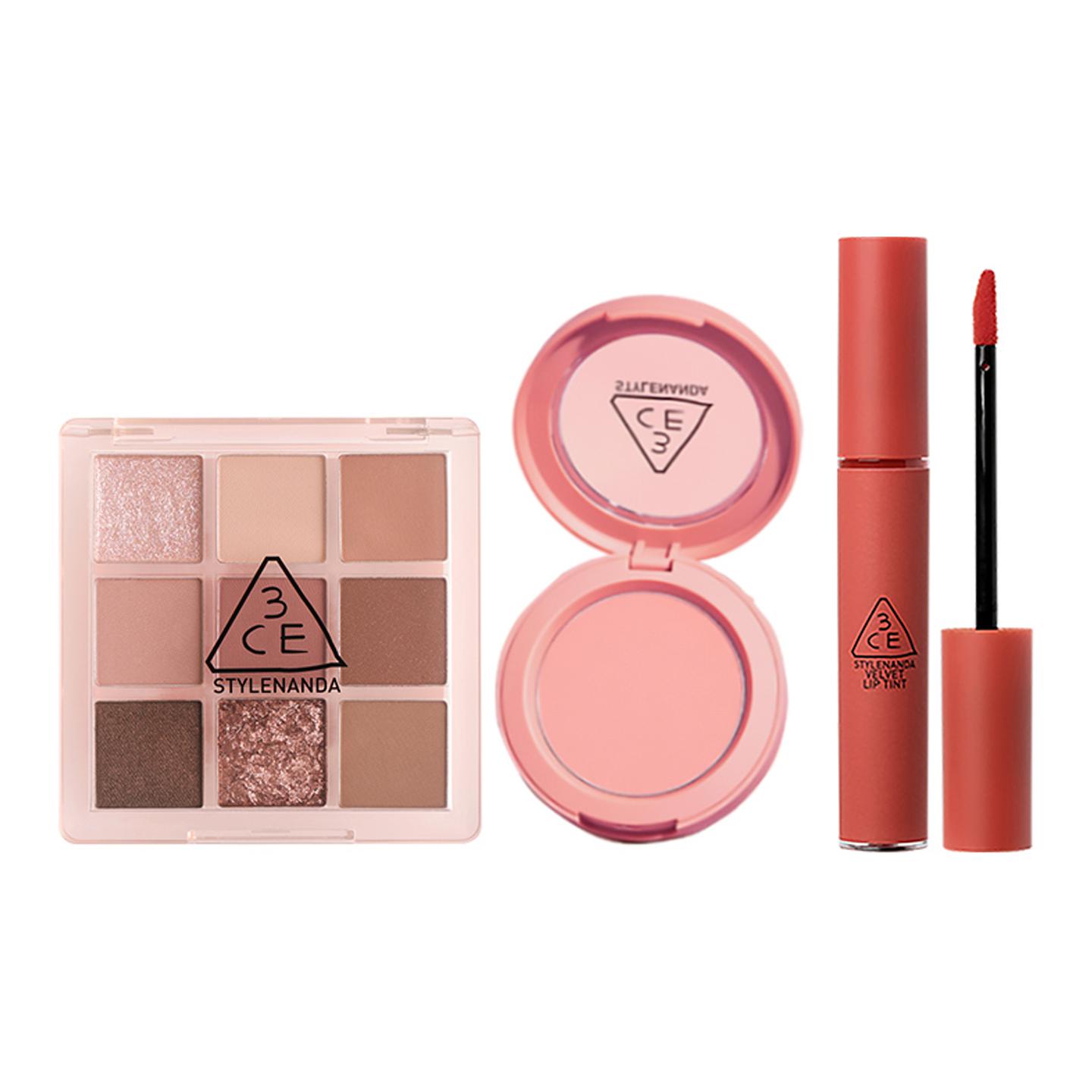 

Премиальный мягкий и полупрозрачный набор макияжа против старения Velour Matte Metallic из трех предметов 3CE