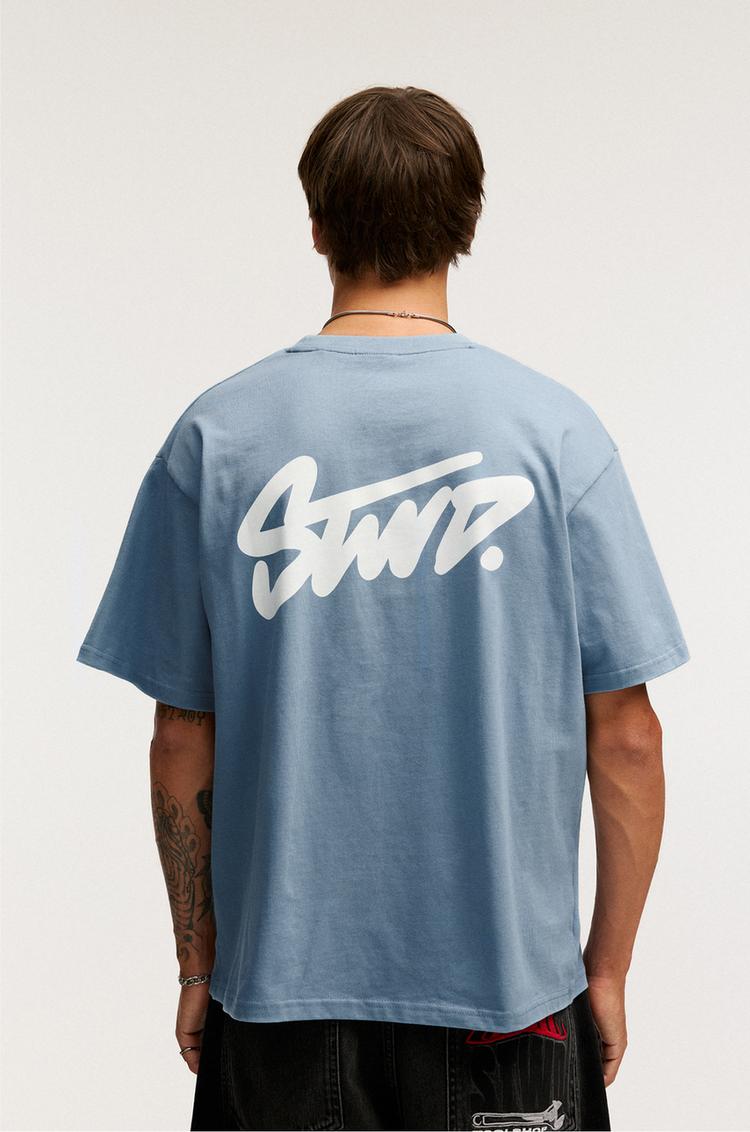 

Футболка с логотипом stwd Pull And Bear, голубой