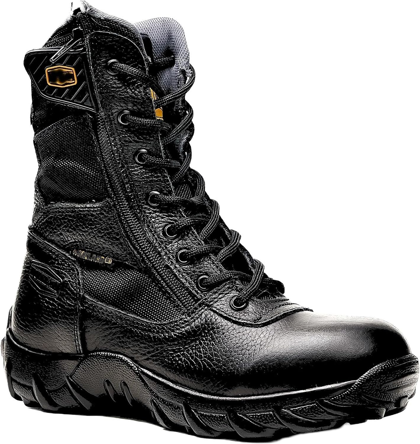 

Ботинки Land 76200 из натуральной кожи, черные, тактические военные, 10 для мужчин - боковая молния, легкие для походов и езды на мотоцикле, тяжелые, противоскользящие, на шнуровке Generic