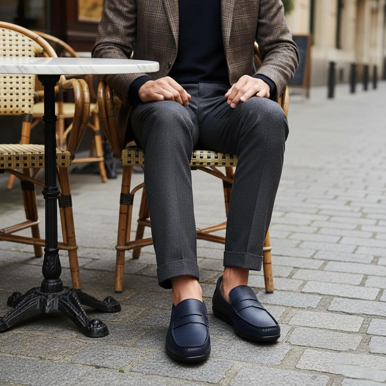 Marc Joseph New York Men's Casual Hands Free Slip on Penny Loafers, темно-синий — фото 4