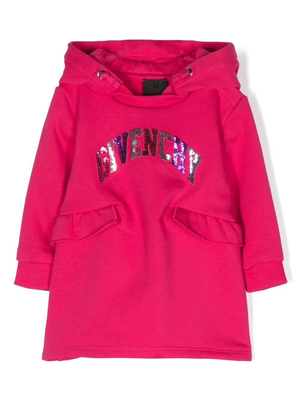 

Платье с пайетками и капюшоном Givenchy Kids, розовый
