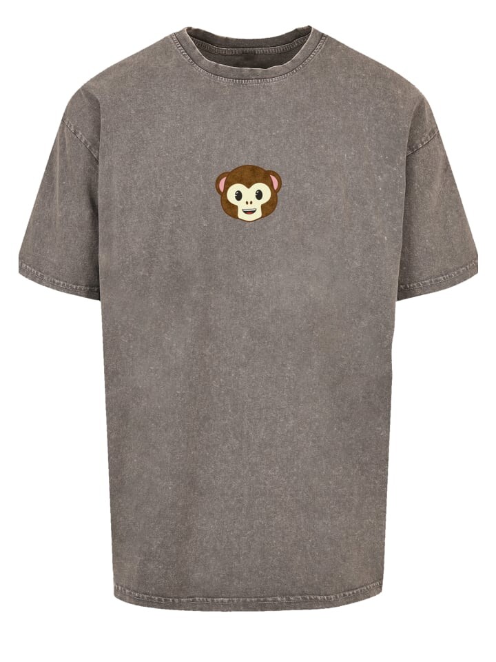 

Футболка emoji couture Oversize T-Shirt Smiling monkey furry face, серый